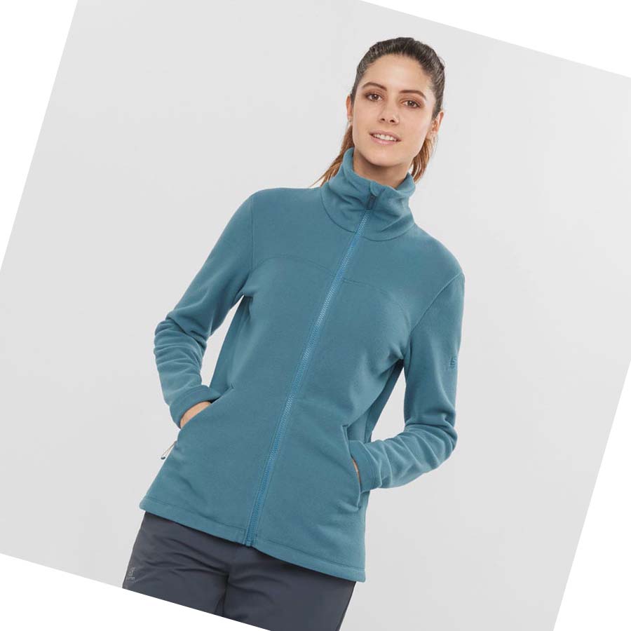 Salomon ESSENTIAL COSY FLEECE Kadın Kapüşonlu Sweatshirt Mavi | TR 2514HAP